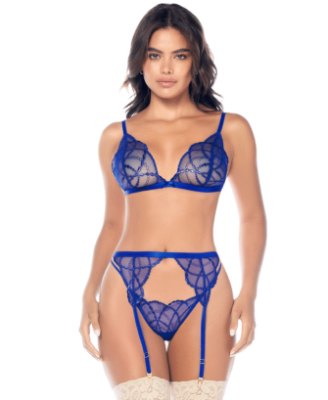 Ensemble sexy 3 pièces avec broderie brillante 
